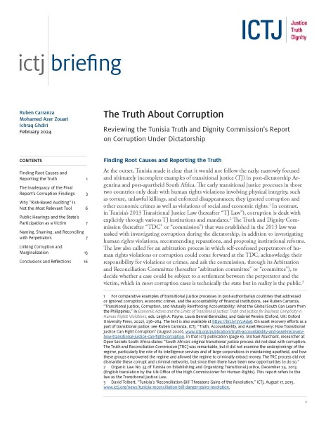 First page of the briefing paper The Truth About Corruption