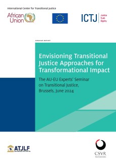 Cover of report on the 2024 AU-EU Experts’ Seminar on Transitional Justice