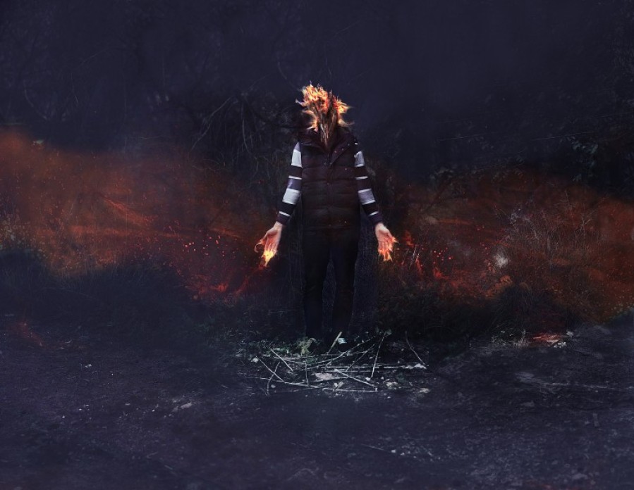 Symbolic image of a citizen setting the most flammable parts of yourself on fire