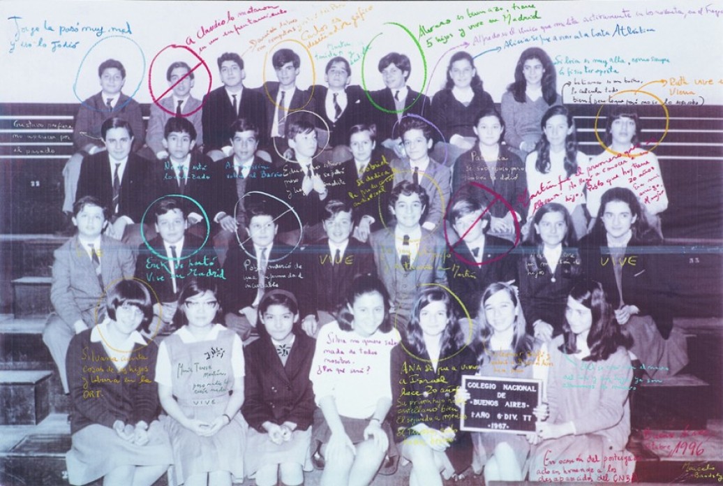 An annotated class photograph.