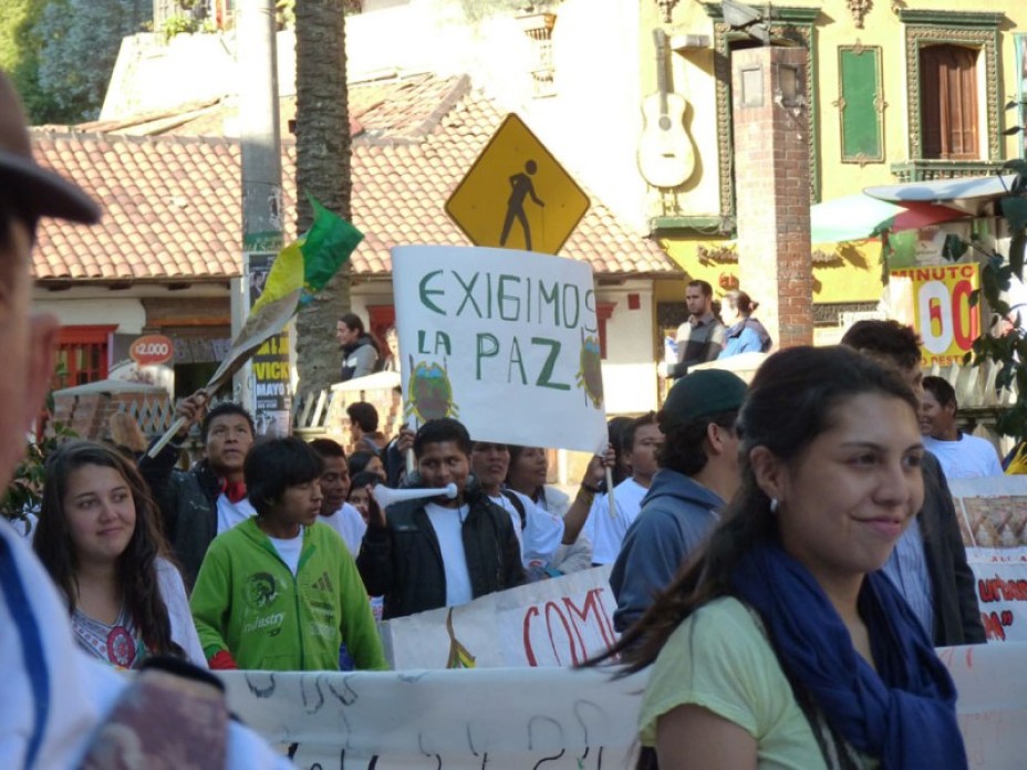 Protesters in the street.