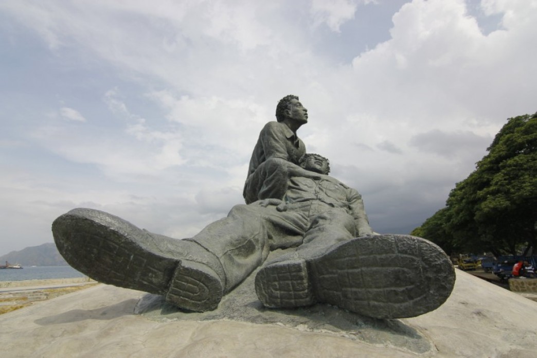 A large stone statue.