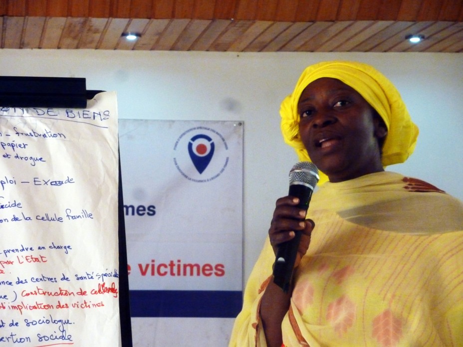 A woman presenting.