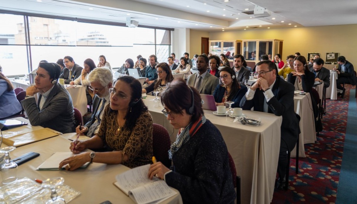 A group of people at a conference.