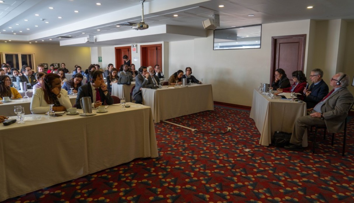 A group of people at a conference.