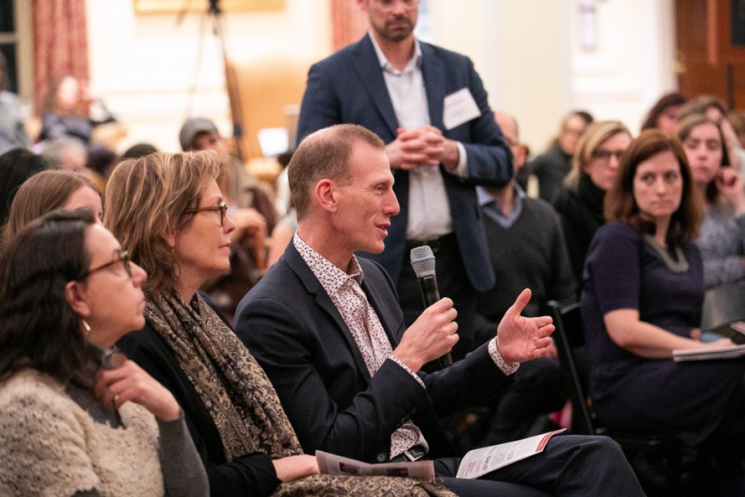 A man asking a question.